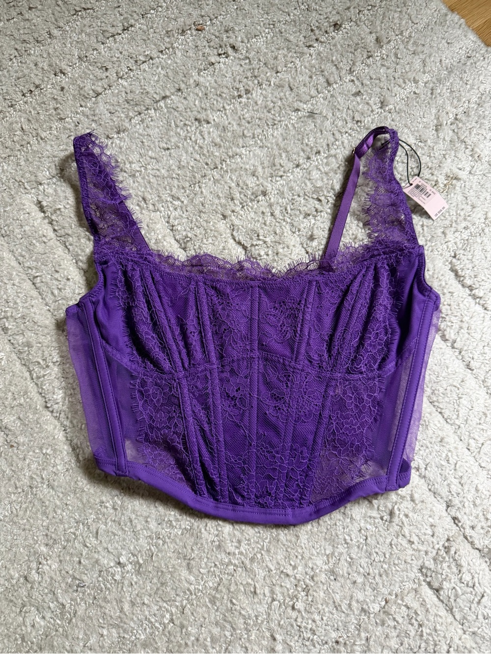 Victoria's Secret Purple Lace Bustier Crop Top